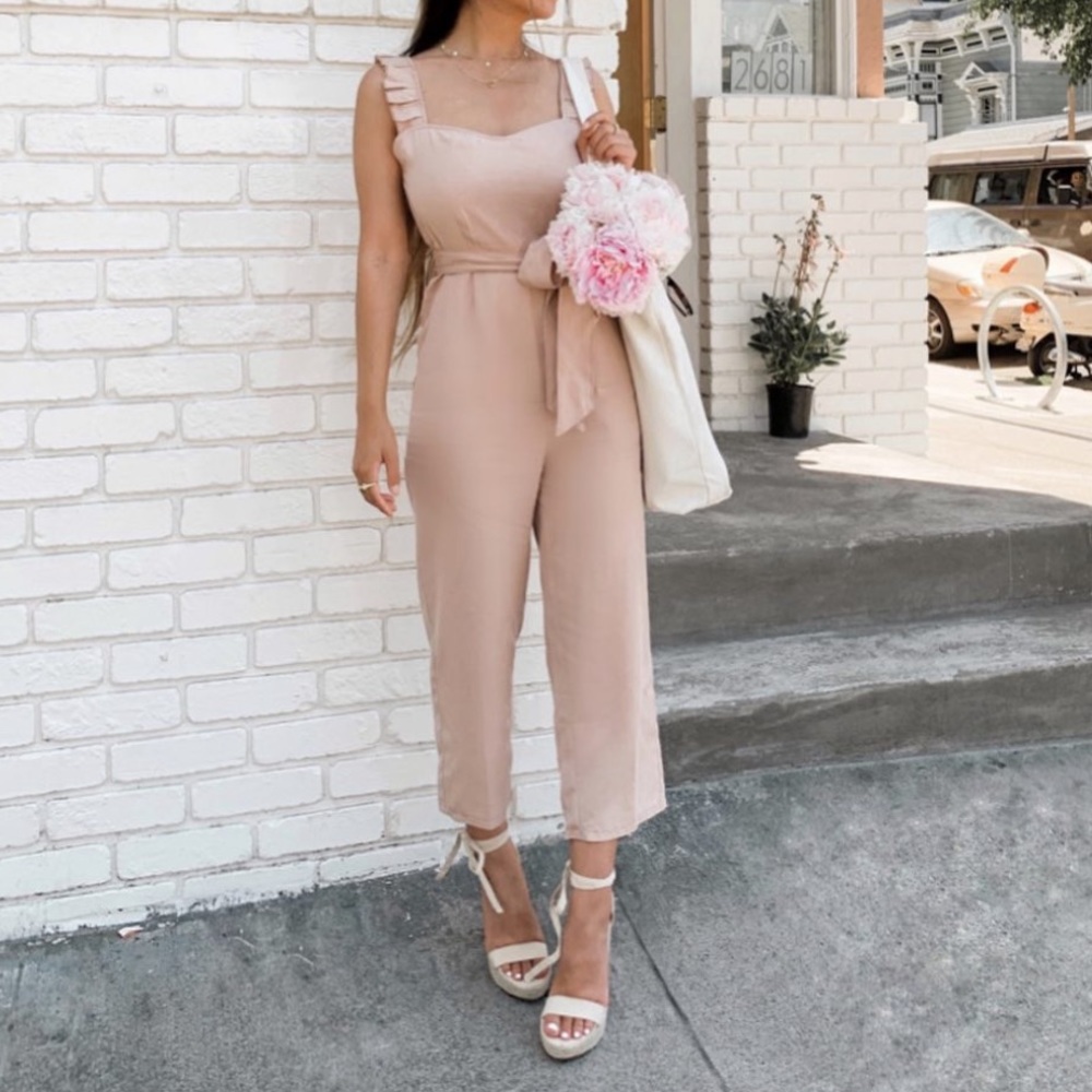 Petite beige jumpsuit